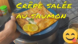 Recette de crêpe salée au saumon avec Boursin ou Tartare [upl. by Anawik]