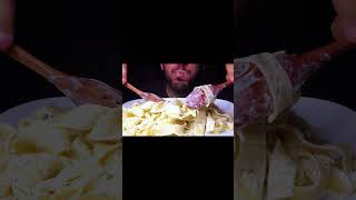 ASMR FETTUCCINE ALFREDO PASTA EATING SOUNDS MUKBANG [upl. by Enninaej659]