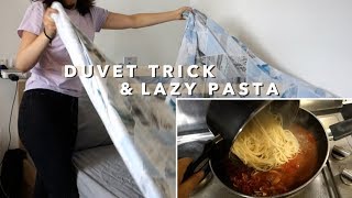 Duvet Cover Trick  Easy Spaghetti Recipe 🍝  Vlogust Day 8 [upl. by Madra]