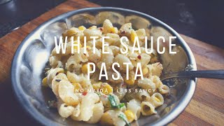 How to make WHITE SAUCE PASTA   No Maida  Less Saucy  Cheesy pasta [upl. by Ttayw]