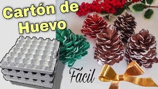 Hermosa Fácil y Económica Idea con CARTÓN DE HUEVO PIÑAS NAVIDEÑAS en minutos [upl. by Neelyam]