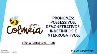 Pronomes possessivos demonstrativos indefinidos e interrogativos [upl. by Ailuj]