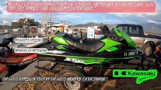 TUTO Entretien jet ski KAWASAKI STX 15F rincage lavage graissage après navigation en mer [upl. by Eyak]