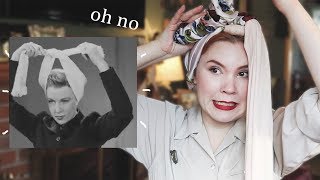 I Tried Following a 1940s Hair Turban Tutorial [upl. by Ayekehs]