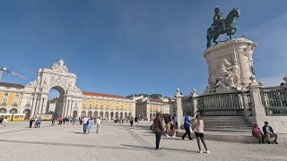 ⁴ᴷ⁶⁰ Walking Lisbon Portugal Baixa neighborhood tour [upl. by Aruol198]