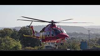 Cornwall Air Ambulance GCRWL HLE01 Taking Off From Derriford Hospital 261024 [upl. by Allrud65]