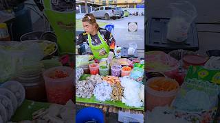 Lady and his spicy and delicious mamee salad in Thailand streetfood Shorts [upl. by Sdlonyer]