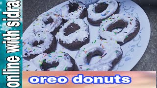 oreo special recipe  oreo donuts  homemade donuts by onlinewithsidra [upl. by Atoked]