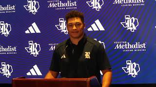 RICE OWL RB Christian Francisco Comments on this weeks upcoming AAC Conference opponent ARMY [upl. by Feune997]