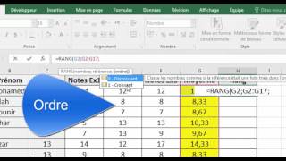 Classement avec la fonction Rang dans Excel [upl. by Hauger]