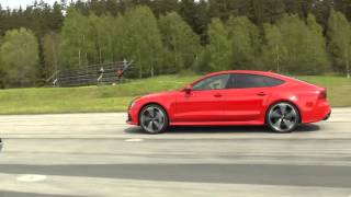 Uncut Tesla Model S P85D vs Audi RS7 [upl. by Nibbs]