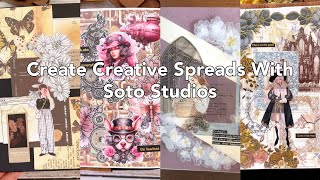 Creative Spreads with Soto Studios🥰  Scrapbook Supplies Junk Journaling  Scrapbooking Idea  ASMR [upl. by Jezabelle242]