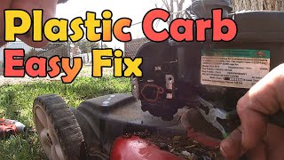 How to clean a Briggs and Stratton Plastic Carburetor and make mower run like brand new [upl. by Winnick462]