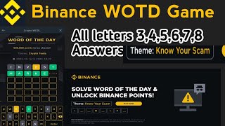 Binance Crypto WODL Answers Today All Letters Answers Theme Know Your Scams [upl. by Eimiaj86]