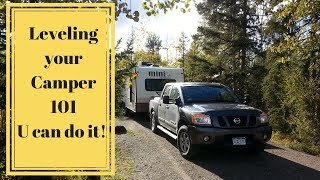 Leveling a camper trailer 101 Very basic example Forest River Rockwood Mini Lite 2109s [upl. by Ettenahs]