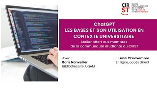 Atelierlundi lunch STS  ChatGPT  Les bases et son utilisation en contexte universitaire [upl. by Assenal]