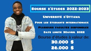 Bourse d’étude 20222023 Université d’Ottawa pour les Étudiants internationaux [upl. by Garibull]