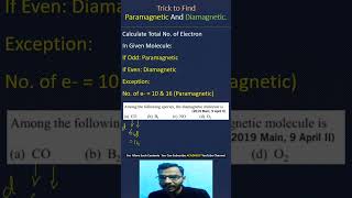 trick for Paramagnetic amp Diamagnetic Species  MOT  JEE amp NEET  With PYQ shorts [upl. by Ihp]