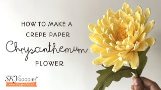 How to make a Crepe Paper Chrysanthemum Flower  Easy stepbystep detailed tutorial [upl. by Inoliel622]