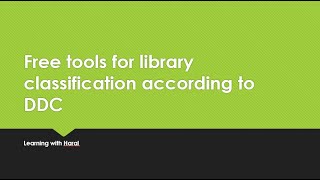 Free tools for library classification according to DDC [upl. by Cirtemed]