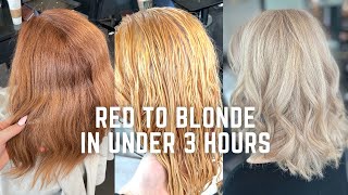 Hair transformation red to blonde in under 3 hours  color correction tutorial [upl. by Hanonew]