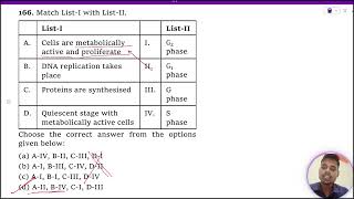 Match ListI with ListII ListI ListII A Cells are metabolically active and proliferate I G2 [upl. by Carina]