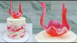 Marble cake using acetate sheet and sail cake topper  Cake decorating tutorial  Sugarella Sweets [upl. by Avril]