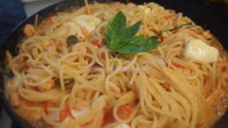 Prawn Tomato Mozzarella Pasta  매콤 고소한 새토모 스파게티  emmskitchen [upl. by Notnirb47]