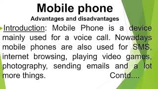 Advantages And Disadvantages of Mobile Phone Presentation [upl. by Rucker]