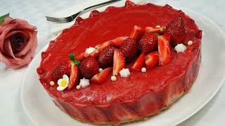 Cheesecake alle Fragole  Senza Cottura  Ricetta Facile [upl. by Esoj]