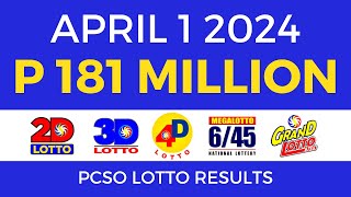 Lotto Result April 1 2024 9pm PCSO [upl. by Birgit]