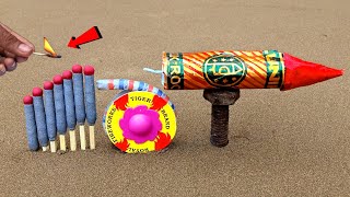 Diwali Rocket And ground Chakkar Amazing Experiment  Matchstick Chain reaction Domino  😱 [upl. by Aisinoid]