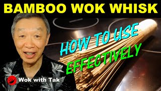 Cleaning your stainless steel wok or any wok with a bamboo wok whisk [upl. by Janik24]