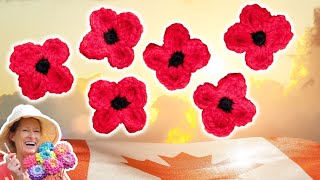 EASY Crochet Pattern for Poppy Flower Brooch [upl. by Htebiram]