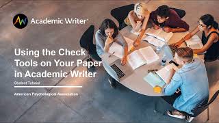 Using Academic Writer Check Tools [upl. by Nil171]