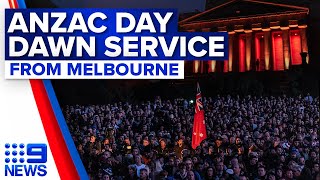 Anzac Day 2023 Melbourne Dawn Service at the Shrine of Remembrance  9 News Australia [upl. by Akinoj]