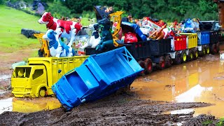 Double Flatbed Trailer Truck vs Speedbumps Train vs Cars  Tractor vs Train BeamngDrive [upl. by Niro]