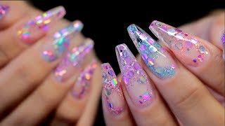 💎HARD GEL  GLASS GLITTER TIP NAILS amp CHUNKY MIX ENCAPSULATION  SARAH R💎 [upl. by Alimat680]