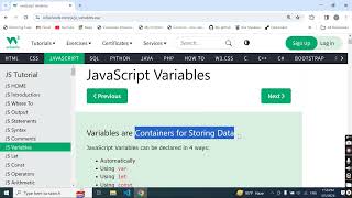 1 Introduction to JavaScript Variables [upl. by Takeo]