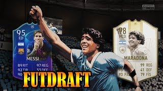 MARADONA 98 Y MESSI  5 ICONOS EN MI MEJOR FUTDRAFT FIFA 19 [upl. by Akkahs]