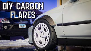 DIY Carbon Fender Flares Widebody Civic pt5 [upl. by Sorrows]