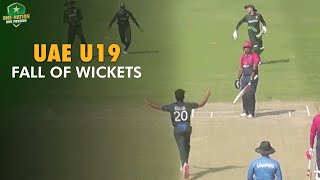 Fall of UAE U19 wickets against Pakistan U19  50Over TriSeries in Dubai 2024 [upl. by Eenttirb152]