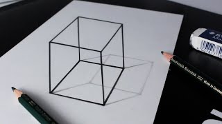 How to Draw 3D Illusion Cube and Shadow Anamorphic Pencil Drawing [upl. by Katharyn]