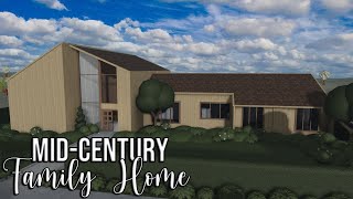 ROBLOX  Bloxburg Mid Century Family Home Speedbuild  Tutorial  EXTERIOR ONLY  Ellvoi [upl. by Bolitho]