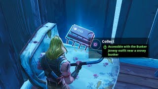 Fortbyte 26 Challenge  Accessible with the Bunker Jonesy Outfit near a Snowy Bunker  Fortnite [upl. by Iarised]