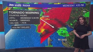 Tornado Warning issued for Pacific County [upl. by Ettennal698]