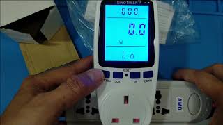 Plug Socket Digital Wattmeter Power Consumption Watt Energy Meter KWh AC 230V  Unboxing amp Testing [upl. by Paten349]