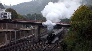 Dampflok 01 150 Abfahrt in Bad Münster vernebelt alles mit ZugVögeln und Ebernburg 11102014 [upl. by Maffei598]