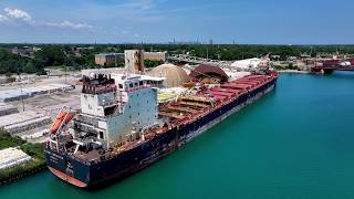 Salt Steel amp Wood 3 Ships Unloading at Calumet Harbor [upl. by Aix]