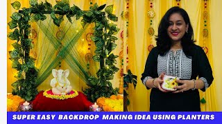 Super Easy Backdrop Making Ideas at Home How To Make Ganpati Backdrop Stand at Home Using Plsnters [upl. by Helmer8]